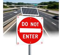 Panneau Interdit D'accès 24" Ou 30" À Énergie Solaire, Matériau Réfléchissant De Qualité Technique, Feux Clignotants Nocturnes Automatiques À LED,IP65,aluminium, Pour Signalisation Routière(30in)
