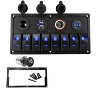 Panneau Interrupteur 8 Voies 12-24V avec Voltmètre USB(Blue)