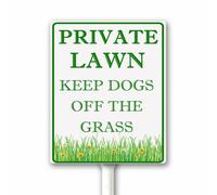 Panneau « Keep Dogs Off The Grass » « No Pets Keep Off Grass » - Panneau « Curb Your Dog » - 18 x 22 cm - Plaque en aluminium avec piquet pour rue, jardin, pelouse, quartiers, facile à installer