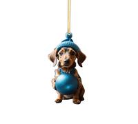 Panneau « Keep Off The Grass » avec piquet 2D en acrylique dessin animé amusant chien de Noël pendentif arbre de Noël en acrylique dessin animé mignon chapeau chien double impression 2D blanc bar de