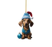 Panneau « Keep Off The Grass » avec piquet 2D en acrylique dessin animé amusant chien de Noël pendentif arbre de Noël en acrylique dessin animé mignon chapeau chien double impression 2D blanc bar de