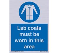 Panneau Lab coats must be worn in this area - 75 x 100 mm - A7P
