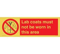 Panneau Lab coats must not be worn in this area - 600 x 200 mm - L62