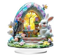 Panneau Lapin de Table de Pâques, 2D Acrylique Décoration de Table de Pâques, Ornement en Forme de Lapin, Décor de Pœuf de Pâque, Figurine de Support Nouveauté, Décoration (B)