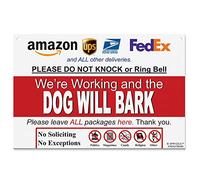 Panneau « Leave Package » - Do Not Knock or Ring Bell - The Dog Will Bark