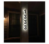 Panneau LED 3D personnalisé en métal pour numéro de maison, plaque d'adresse, logo - Panneau rétroéclairé en acier inoxydable étanche pour maison, hôtel, plaque de porte solaire (22,4 cm)