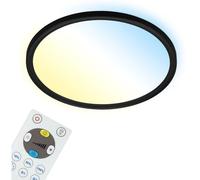 Briloner Leuchten - Plafonnier à intensité variable avec rétroéclairage avec télécommande 18 W 2400 lm Blanc/noir 293 x 28 mm (DxH)