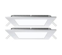 Panneau LED encastrable panneau de plafond lampe à encastrer plafonnier, carré blanc, 6W 420Lm blanc neutre, LxlxH 12x12x2,5cm, lot de 2