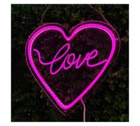 Panneau LED Enseignes au néon Love LED Neon Light Sign pour fournitures Décoration de table Accessoire d'intérieur Lampe nuit(Rose)