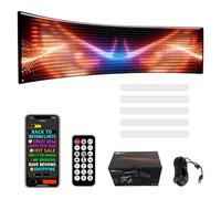 Panneau LED flexible à défilement de 90 x 19 cm, panneau matriciel LED avec contrôle par application, yeux LED pour fenêtre de voiture, affichage programmable, alimentation USB, animation de motif de