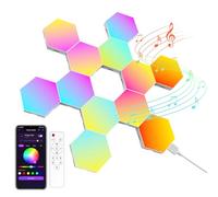 Panneau LED Hexagonal Gaming Murale Lampe- 12pcs Smart Music Sync Deco Modulaires RGB Lights App&Télécommande Contrôle Gaming Setup Hexagone Creative Appliques Murales