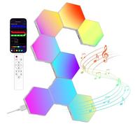 Panneau LED Hexagonal Gaming Murale Lampe- 8pcs Smart Music Sync Deco Modulaires RGB Lights App&Télécommande Contrôle
