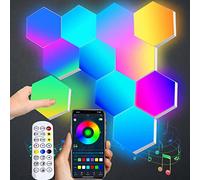 Panneau LED Mural, Applique Murale LED Gaming App et Télécommande, Lampe Gaming RGB Lampe Ambiance Deco Gaming Synchronisation Musicale, Lumières Hexagonales Géométrie pour Chambre Salon,7 Panneaux