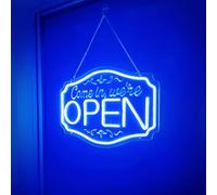Panneau LED néon « Come In We're Open » pour magasin d'affaires, vitrine, fenêtre, porte, bar, café, restaurant, barbier, décoration murale, « Light Up We're Open », panneau lumineux d'entreprise