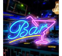 Panneau LED Néon Lumineux Cocktails avec USB pour Décoration Murale Bar - Enseigne Lumineuse Bière 3D