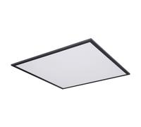 Panneau LED plat plafonnier LED lampe de salon plafonnier, carré ALU noir mat blanc opale, 1x LED 30 watt 2000 lumens blanc chaud, L 45 cm