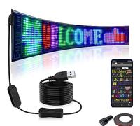 Panneau LED programmable, panneau de voiture LED de contrôle d'application Bluetooth, panneau LED de défilement USB 5 V pliable étanche, affichage LED d'animation de motif de texte personnalisé pour
