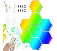Panneau LED RGB Hexagone Gaming - Lampe avec App Télécommande, DIY Géométrique Veilleuse Murale pour Salon, Chambre et Salles (98 * 86 * 27mm, 3pcs)