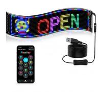 Panneau LED RGB programmable 59 × 12 cm, Bluetooth et télécommande | Écran LED flexible pour afficher textes, images et animations dans une voiture, une vitrine, un bar ou un événement.