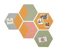 Panneau Liège Mural Hexagonal Autocollant 5pcs | Vision Board Français Zinello | Moodboard Déco 18x20cm + Punaises | Tableau Mémo Bureau Écologique