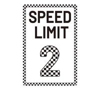 Panneau Limitation de Vitesse 2, 30 x 20 cm en Métal Vintage Thème Course Automobile Décoration pour Une Fête d'Anniversaire de Garçon d'Anniversaire Amusant