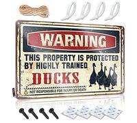 Panneau « Little Man » avec inscription « Warning This Property Is Protected By A Highly Trained Duck » - Panneau décoratif amusant pour maison (20 x 30 cm)