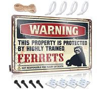 Panneau « Little Man » avec inscription « Warning This Property Is Protected By A Highly Trained Ferrets » - Panneau décoratif amusant pour maison (20 x 30 cm)