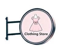 Panneau lumineux à LED, affichage publicitaire extérieur lumineux double face, panneau d'affichage avec logo personnalisé pour entreprise, magasin, bar, café, hôtel - rond de 50 cm