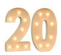 Panneau Lumineux de 4 Pieds avec Grands Chiffres et Ampoules for décorations de fête d'anniversaire de 18 à 50 Ans Panneau en Mousse prédécoupé géant(Number 20)