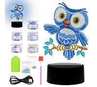 Panneau Lumineux DIY en Forme de Hibou de Marque de Peinture au Diamant Enfant, Lampe de Table Jouets Faits à La Main pour Enfants, éclairage de Nuit, Cadeaux de Fête des Enfants et D'anniversaire
