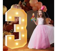 Panneau lumineux géant à DEL en forme de chiffre 3 en mosaïque pour chapiteau lumineux de 120 cm, lettres LED pour Saint-Valentin, anniversaire, Noël, Nouvel An