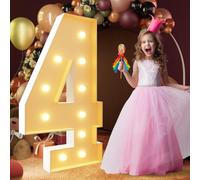 Panneau lumineux géant à DEL en forme de chiffre 4 en mosaïque pour chapiteau lumineux de 120 cm, lettres LED pour Saint-Valentin, anniversaire, Noël, Nouvel An