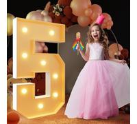 Panneau lumineux géant à LED en forme de chiffre 5 pour chapiteau lumineux - 120 cm - Lettres LED pour Saint-Valentin, anniversaire, Noël, Nouvel An