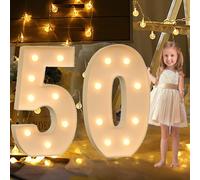 Panneau lumineux LED avec lettres et chiffres, numéro en mosaïque avec lumières, chiffres en carton, lumières intérieures LED for décorations d'anniversaire, confession, décoration de fête de mariage