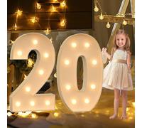 Panneau lumineux LED avec lettres et chiffres, numéro en mosaïque avec lumières, chiffres en carton, lumières intérieures LED for décorations d'anniversaire, confession, décoration de fête de mariage