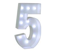 Panneau Lumineux LED Blanc Avec 10 Chiffres À Combiner Librement For Veilleuse, Mariage, Anniversaire, Fête Commémorative, Décoration De La Maison(Number 5,120cm/4ft)