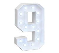 Panneau Lumineux LED Blanc Froid, Lettres Librement Combinables For Mariage, Anniversaire, Fête, Lampe En Carton Mousse Prédécoupée, Décoration De Maison(Number 9,70cm/2.3ft)