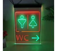 Panneau Lumineux LED en Acrylique avec Flèche Pointant vers La Droite, Décoration Murale pour Toilettes, éclairage USB à Intensité Variable, Green Red, 30x40cm