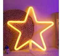 Panneau lumineux LED étoile néon blanc chaud néon applique murale batterie ou lampe de nuit alimentée par USB lumières LED Décoration murale pour mariage, vacances, fête, camping, chambr