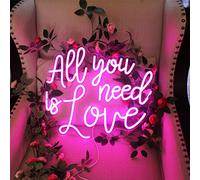 Panneau lumineux néon à DEL « All You Need is Love » pour mariage, chambre, anniversaire, enterrement de vie de jeune fille, fiançailles, décoration murale de Noël - Rose