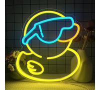 Panneau lumineux néon à DEL en forme de canard mignon avec lunettes, USB à intensité variable, pour fête, chambre à coucher, grotte d'homme, enfants, maison, bar, cadeau d'anniversaire pour fille et