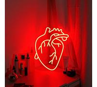 Panneau lumineux néon à DEL en forme de cœur humain alimenté par USB pour décoration murale, panneau néon pour chambre à coucher, panneau LED néon à intensité variable, applique murale néon pour