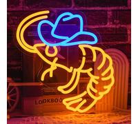 Panneau lumineux néon en forme de crevette de cowboy pour décoration murale, alimentation USB, panneau lumineux à DEL pour fruits de mer, restaurants, pub, magasin, grotte d'homme