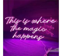 Panneau lumineux néon LED avec inscription « This Is Where The Magic Happens Up » - Lettres décoratives S, panneau pour décoration murale, pour chambre à coucher, chambre d'enfant, salon, bar, fête