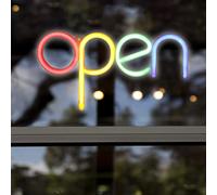 Panneau lumineux néon LED ouvert, 17,8 x 35,1 cm, alimenté par USB ou 3 piles AA avec interrupteur marche/arrêt, veilleuse néon LED pour fête, bar, restaurant, magasin, hôtel, décoration murale