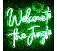 Panneau lumineux néon LED vert « Welcome to The Jungle » pour décoration murale de chambre à coucher, maison, bar, jardin, mariage, fiançailles, fête, cadeau