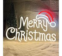 Panneau lumineux néon « Merry Christmas » pour décoration de Noël, chambre à coucher, salon, fête de Noël, Nouvel An, blanc chaud