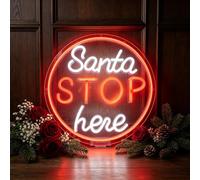 Panneau lumineux néon rond en acrylique - Intensité variable USB rouge et blanc à suspendre - Décoration murale à suspendre pour maison, café, vitrine et fête de Noël