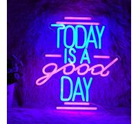 Panneau lumineux néon « Today Is A Good Day » pour décoration murale - Intensité variable - Alimenté par USB - 31,8 x 36,6 cm - Pour café, mariage, chambre à coucher, fête (bleu)