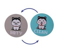 Panneau Magnétique Rabattable Propre Sale Lave-Vaisselle, Aimant Double Face Humoristique à Chien Réversible Indicateur Propreté Saleté Cuisine Réfrigérateur Buanderie Décoration Intérieure